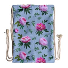 Delicate Peonies Drawstring Bag (large) by SychEva