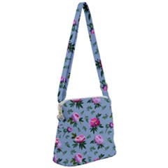 Delicate Peonies Zipper Messenger Bag by SychEva