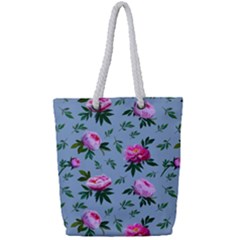 Delicate Peonies Full Print Rope Handle Tote (small) by SychEva