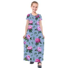 Delicate Peonies Kids  Short Sleeve Maxi Dress by SychEva