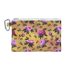 Delicate Peonies Canvas Cosmetic Bag (medium) by SychEva