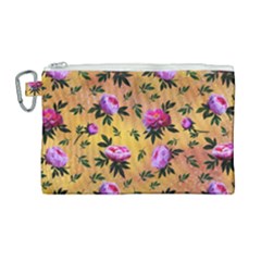 Delicate Peonies Canvas Cosmetic Bag (large) by SychEva