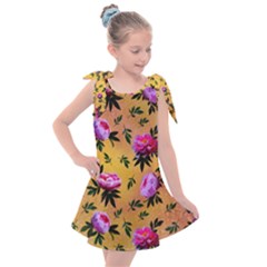 Delicate Peonies Kids  Tie Up Tunic Dress by SychEva