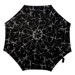 Black And White Splatter Abstract Print Hook Handle Umbrellas (large) by dflcprintsclothing