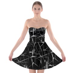 Black And White Splatter Abstract Print Strapless Bra Top Dress by dflcprintsclothing