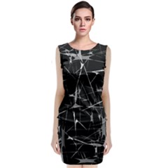 Black And White Splatter Abstract Print Classic Sleeveless Midi Dress by dflcprintsclothing