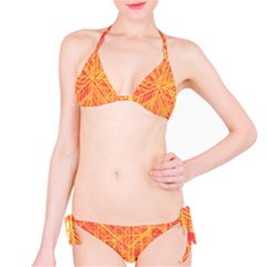 Orange/yellow Line Pattern Classic Bikini Set by LyleHatchDesign