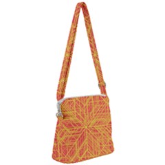 Orange/yellow Line Pattern Zipper Messenger Bag by LyleHatchDesign