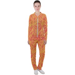 Orange/yellow Line Pattern Casual Jacket And Pants Set by LyleHatchDesign