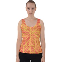 Orange/yellow Line Pattern Velvet Tank Top by LyleHatchDesign