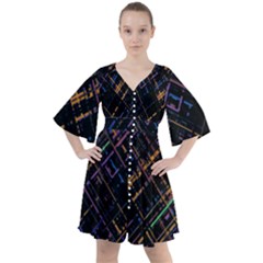 Criss-cross Pattern (multi-colored) Boho Button Up Dress