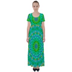 Evergreen High Waist Short Sleeve Maxi Dress