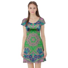 Bliss Flower Short Sleeve Skater Dress by LW323