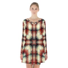 Royal Plaid Long Sleeve Velvet V-neck Dress by LW323