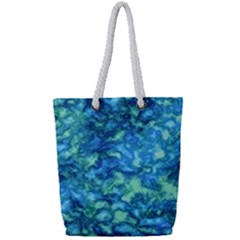 Deep Blues Full Print Rope Handle Tote (small) by AlkaravanCreations