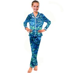 Deep Blues Kid s Satin Long Sleeve Pajamas Set by AlkaravanCreations