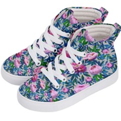 Pink Peonies Watercolor Kids  Hi-top Skate Sneakers by SychEva