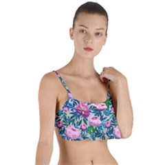 Pink Peonies Watercolor Layered Top Bikini Top  by SychEva