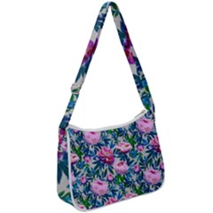 Pink Peonies Watercolor Zip Up Shoulder Bag by SychEva