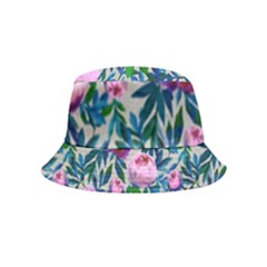 Pink Peonies Watercolor Inside Out Bucket Hat (kids) by SychEva