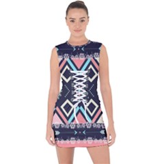 Gypsy-pattern Lace Up Front Bodycon Dress