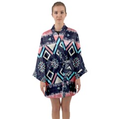 Gypsy-pattern Long Sleeve Satin Kimono