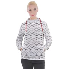 Modern Geometric Black And White Print Pattern Women s Hooded Pullover by dflcprintsclothing