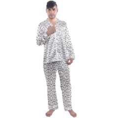 Modern Geometric Black And White Print Pattern Men s Long Sleeve Satin Pajamas Set