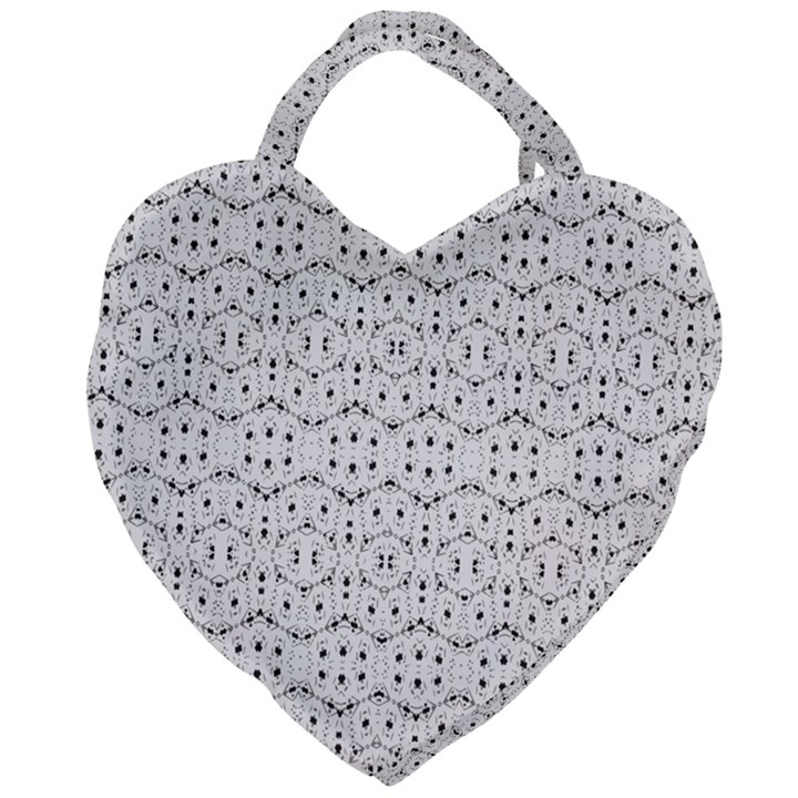 Modern Geometric Black And White Print Pattern Giant Heart Shaped Tote