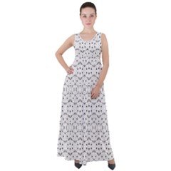 Modern Geometric Black And White Print Pattern Empire Waist Velour Maxi Dress by dflcprintsclothing