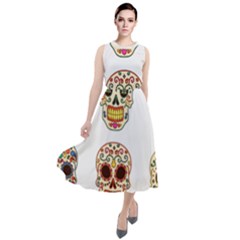 Day Of The Dead Day Of The Dead Round Neck Boho Dress by GrowBasket
