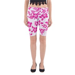 Hibiscus Pattern Pink Yoga Cropped Leggings by GrowBasket