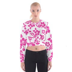 Hibiscus Pattern Pink Cropped Sweatshirt by GrowBasket