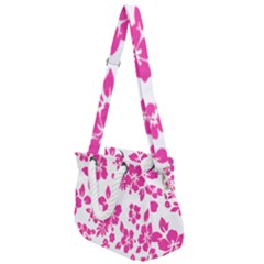 Hibiscus Pattern Pink Rope Handles Shoulder Strap Bag by GrowBasket