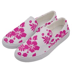 Hibiscus Pattern Pink Men s Canvas Slip Ons by GrowBasket