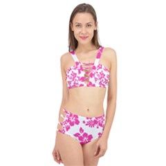 Hibiscus Pattern Pink Cage Up Bikini Set by GrowBasket