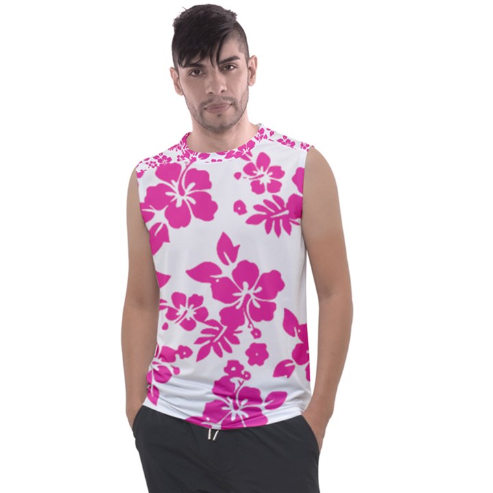 Hibiscus pattern pink Men s Regular Tank Top