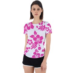 Hibiscus Pattern Pink Back Cut Out Sport Tee