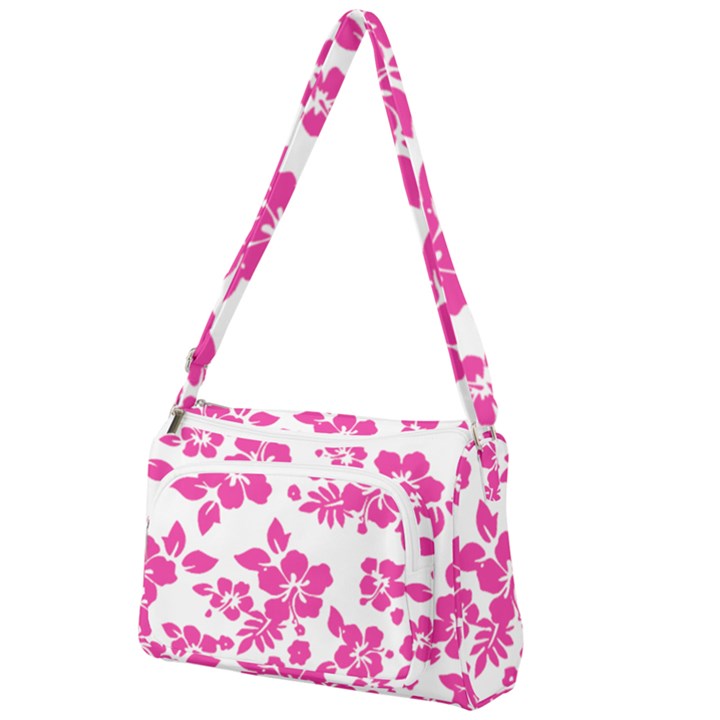 Hibiscus pattern pink Front Pocket Crossbody Bag