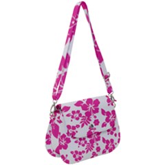 Hibiscus Pattern Pink Saddle Handbag by GrowBasket