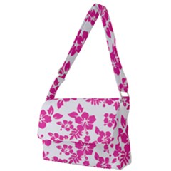 Hibiscus Pattern Pink Full Print Messenger Bag (l) by GrowBasket
