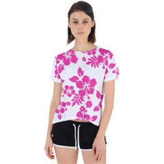 Hibiscus Pattern Pink Open Back Sport Tee by GrowBasket