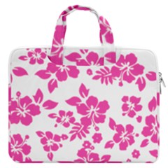 Hibiscus Pattern Pink Macbook Pro Double Pocket Laptop Bag (large) by GrowBasket