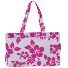 Hibiscus Pattern Pink Canvas Work Bag