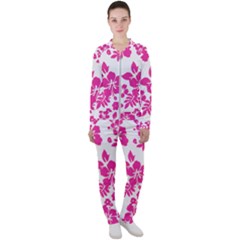 Hibiscus Pattern Pink Casual Jacket And Pants Set by GrowBasket