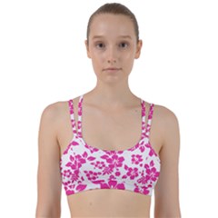 Hibiscus Pattern Pink Line Them Up Sports Bra by GrowBasket