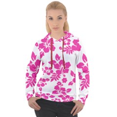 Hibiscus Pattern Pink Women s Overhead Hoodie by GrowBasket