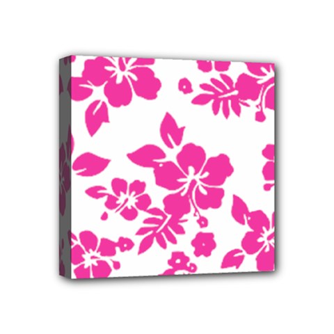 Hibiscus Pattern Pink Mini Canvas 4  X 4  (stretched) by GrowBasket