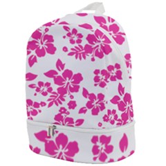 Hibiscus Pattern Pink Zip Bottom Backpack