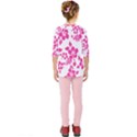 Hibiscus pattern pink Kids  Quarter Sleeve Raglan Tee View2